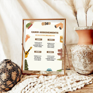 Camping Bachelorette Party Cabin Assignement SIgn
