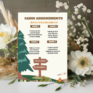 Camping Bachelorette Party Cabin Assignement SIgn