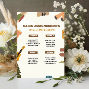 Camping Bachelorette Party Cabin Assignement SIgn