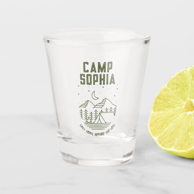 Camping Bachelorette Party Custom Shot Glass (Front)