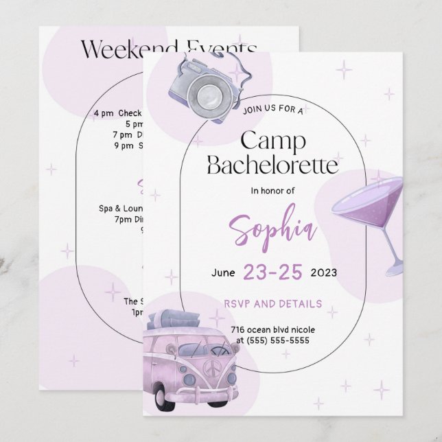 Camping Bachelorette Party Invitation Card (Front/Back)