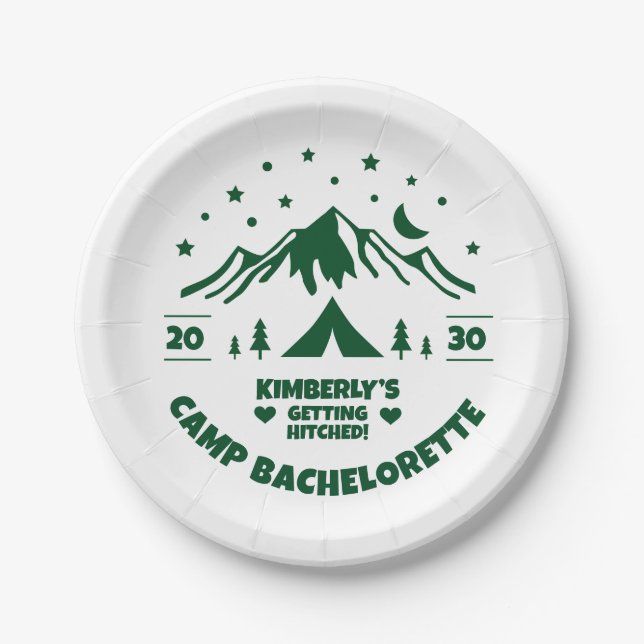 Camping Bachelorette Party Paper Plate (Front)
