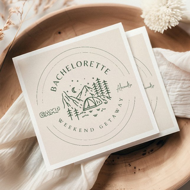 Camping Bachelorette Weekend Itinerary Napkin (Creator Uploaded)