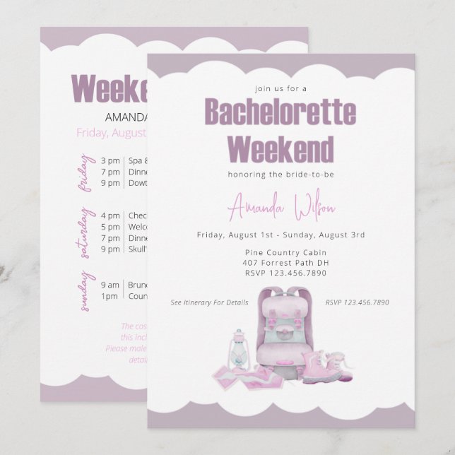 Camping Backpack Bachelorette Party Invitation (Front/Back)