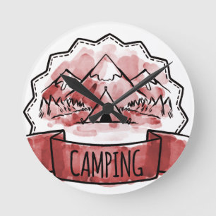 Camping Badge Round Clock