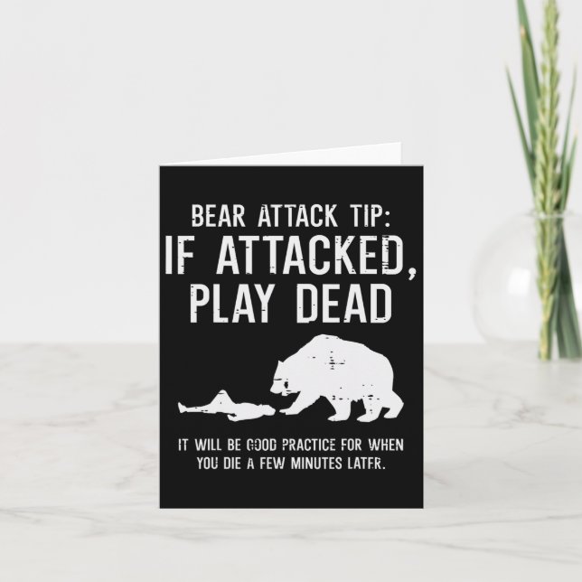 Camping Bear Attack Tip Funny Hiking Camper Men Wo Card (Front)