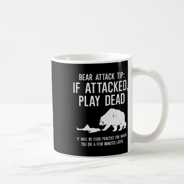 Camping Bear Attack Tip Funny Hiking Camper Men Wo Coffee Mug (Right)