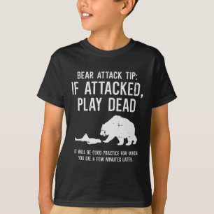 Camping Bear Attack Tip Funny Hiking Camper Men Wo T-Shirt