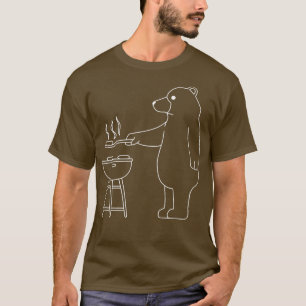 Camping Bear Funny Grizzly Grilling in Nature T-Shirt