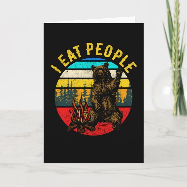 Camping Bear Hiking Funny Camper Gift Card (Front)