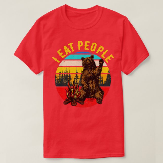 Camping Bear Hiking Funny Camper Gift T-Shirt (Design Front)