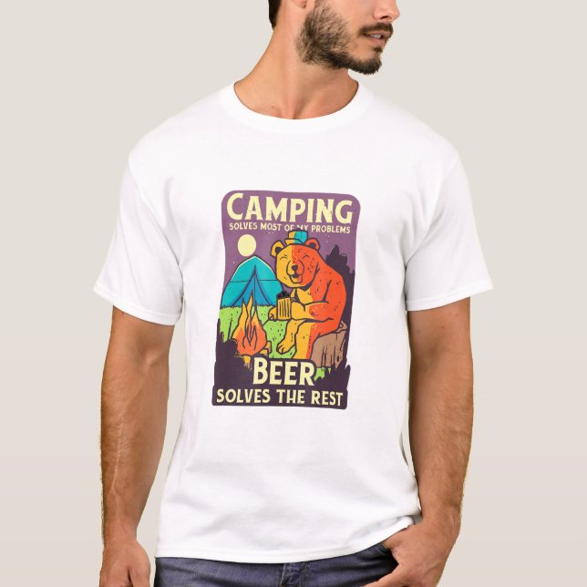 Camping Beer Bear T-Shirt (Front)