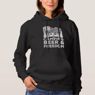 Camping Beer Freedom July 4th American Flag Camp Hoodie