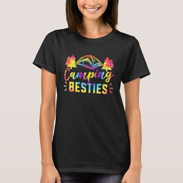 Camping Besties  Cute Best Friends Summer Camp T-Shirt (Front)