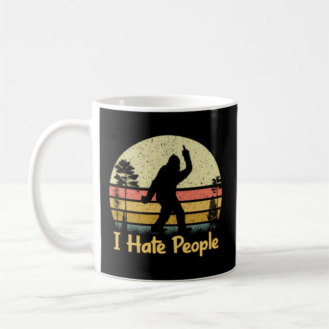 Camping Bigfoot Sasquatch Middle Finger I Hate Peo Coffee Mug (Left)