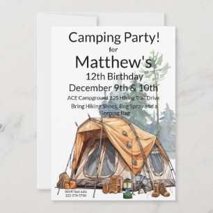 Camping Birthday  Invitation