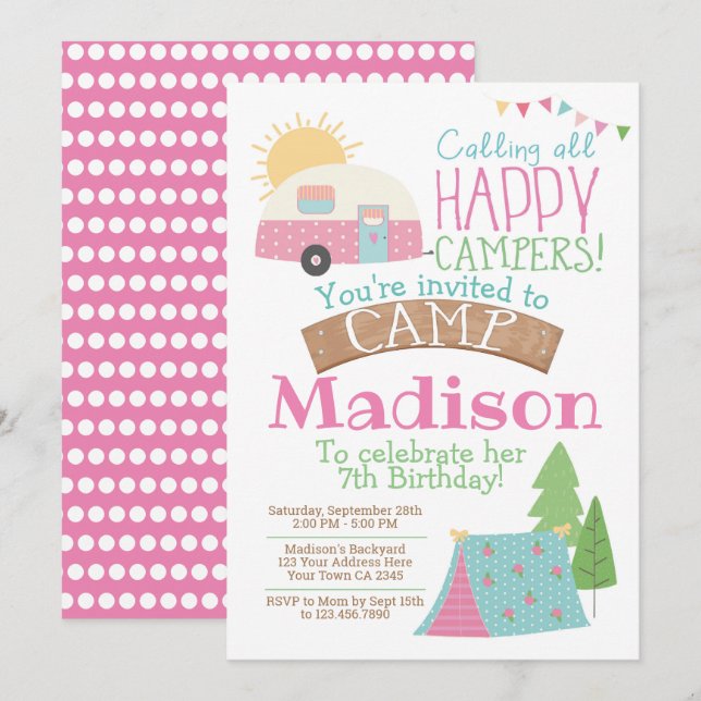 Camping Birthday Invitation (Front/Back)