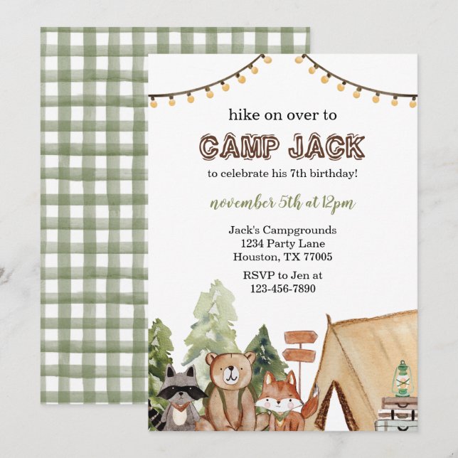 Camping Birthday Invitation (Front/Back)