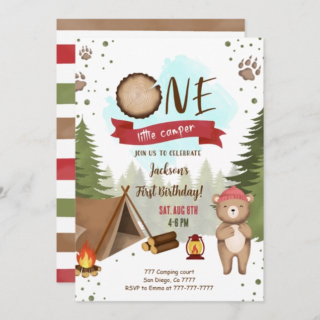 Camping Birthday Invitation (Front/Back)