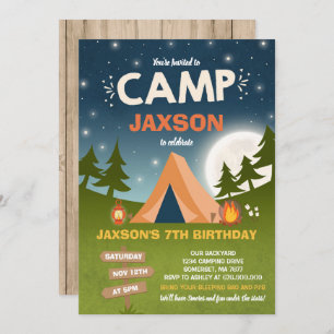 Camping Birthday Invitation Camp Out Party