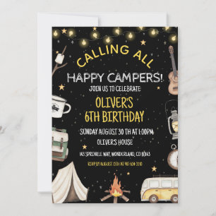 Camping Birthday Invitation   Campfire Outdoors