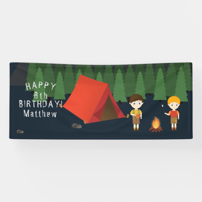 Camping Birthday Party Banner (Horizontal)