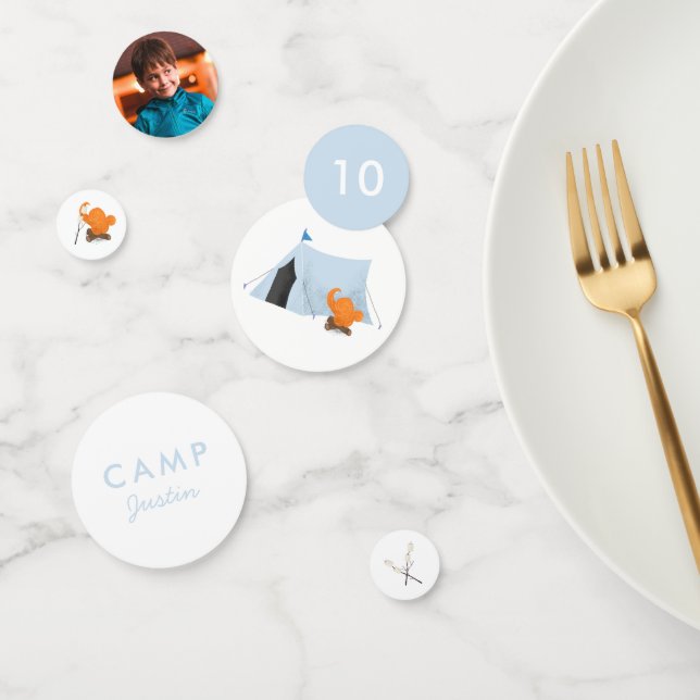 Camping Birthday Party Blue Tent Photo Confetti (Group)