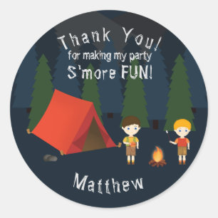 Camping Birthday Party Classic Round Sticker
