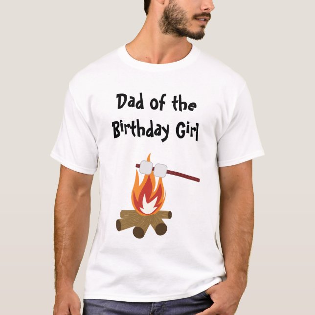 Camping Birthday Party Dad T-Shirt (Front)