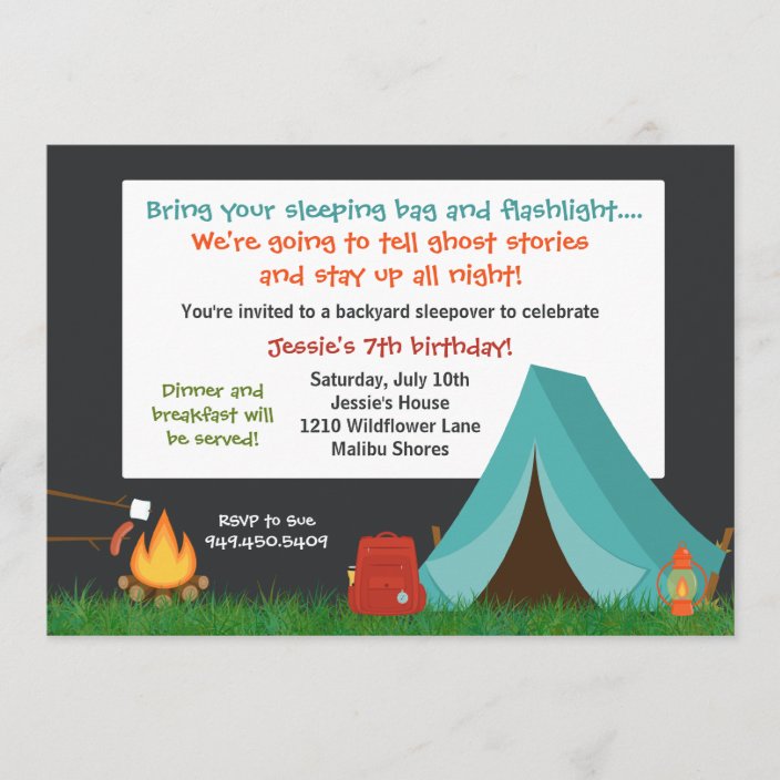 Camping Birthday Party Invitation | Zazzle.co.uk