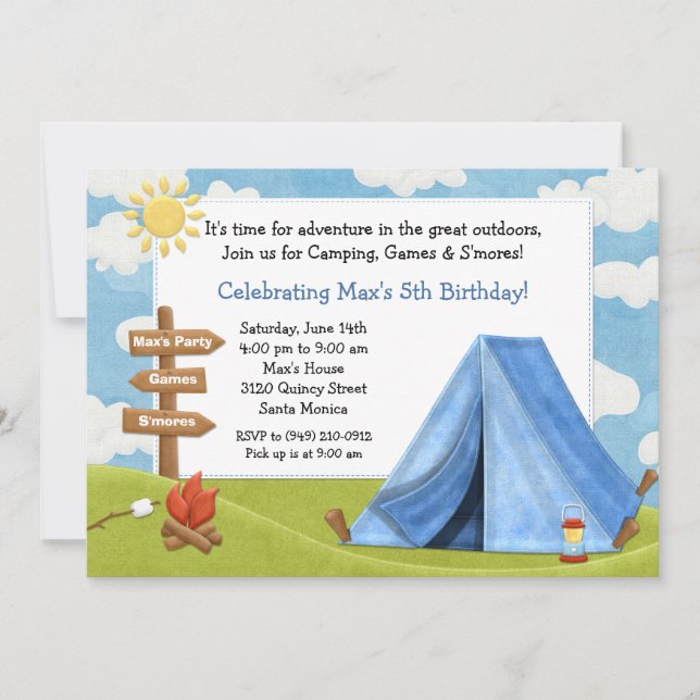 Camping Birthday Party Invitation (Front)