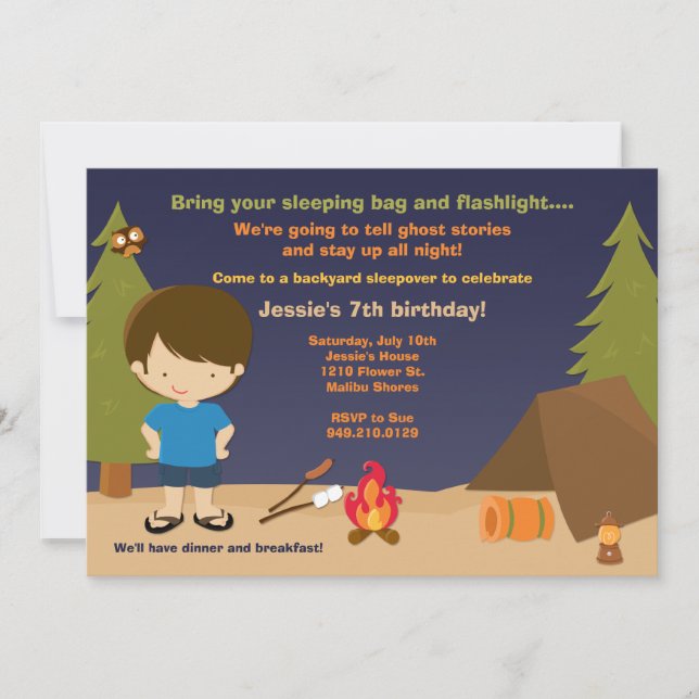 Camping Birthday Party Invitation (Front)