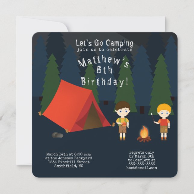 Camping Birthday Party Invitation (Front)
