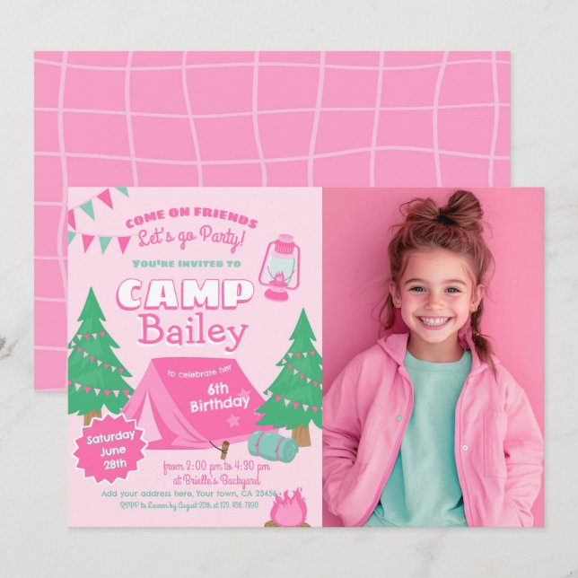 Camping Birthday Party Invitation (Front/Back)