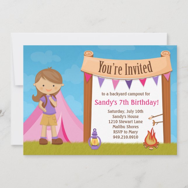 Camping Birthday Party Invitation (Front)
