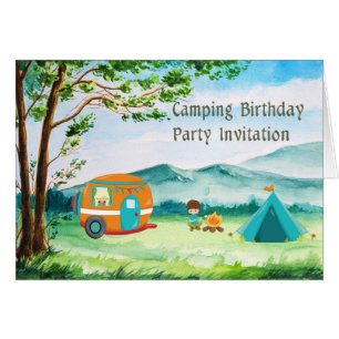 Camping Birthday Party Invitation Card for Child