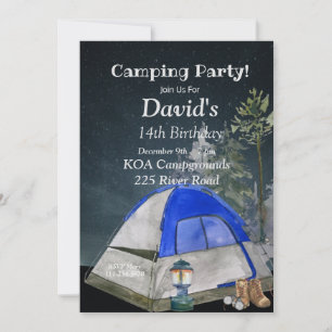Camping Birthday Party Invitation, Editable Camp   Invitation
