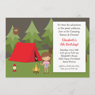 Camping Birthday Party Invitation for Girl