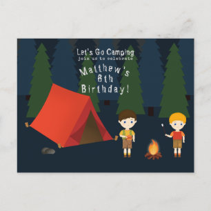 Camping Birthday Party Invitation Postcard
