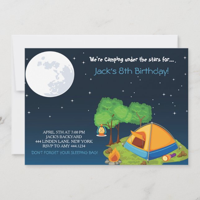 Camping Birthday Party Invitations (Front)