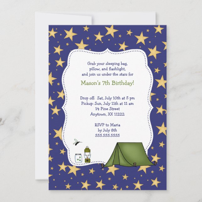 Camping Birthday Party Invite (Front)