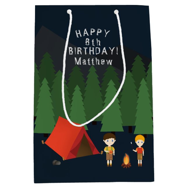 Camping Birthday Party Medium Gift Bag (Front)