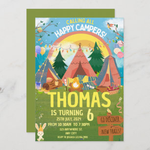 Camping Birthday Party modern kids Invitation