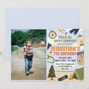 Camping Birthday Party modern kids  Invitation