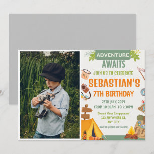 Camping Birthday Party modern kids Invitation