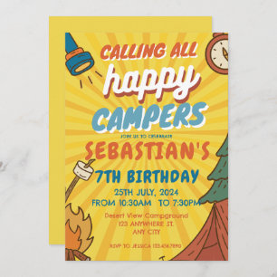 Camping Birthday Party modern kids Invitation