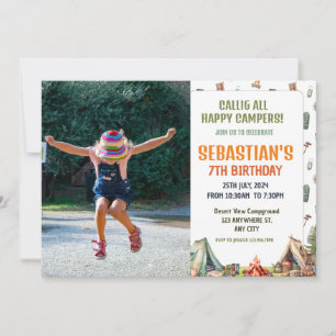 Camping Birthday Party modern kids  Invitation