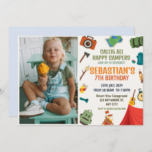 Camping Birthday Party modern kids  Invitation