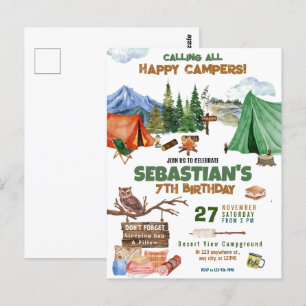 Camping Birthday Party modern kids Postcard