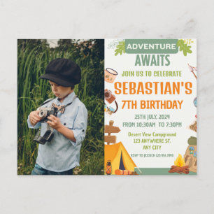 Camping Birthday Party modern kids Postcard